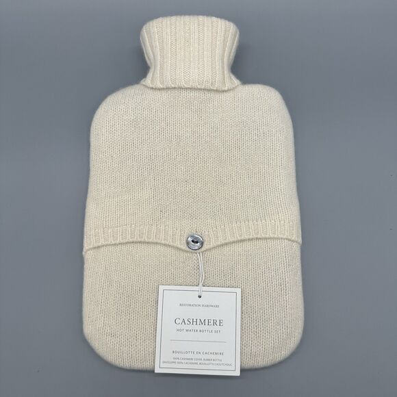 Restoration Hardware Cashmere Hot Water Bottle Cable Knit Cream Off White - Picture 1 of 7